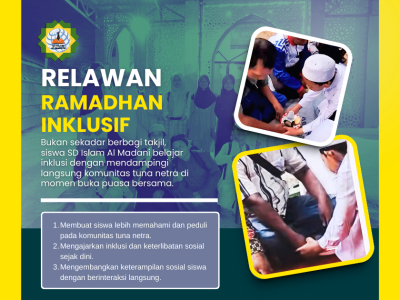 Wujud Nyata Inklusi, Siswa SD Islam Al Madani Dampingi Komunitas Tuna Netra dalam Buka Puasa Bersama