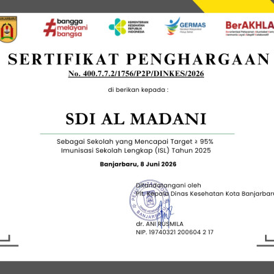 Komitmen Jaga Kesehatan Siswa, SDI Al Madani Raih Penghargaa